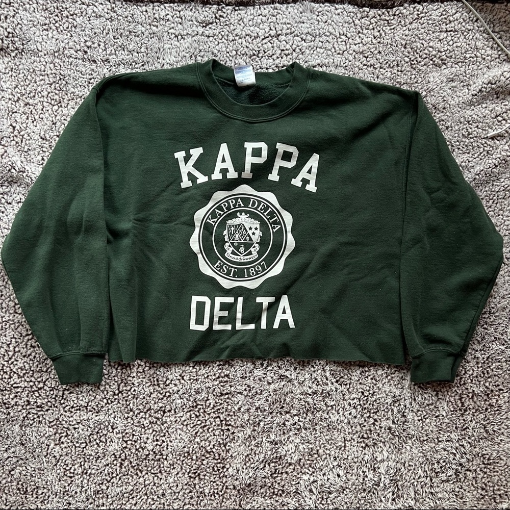Green Kappa Delta (KD) Collegiate Crop Sweatshirt